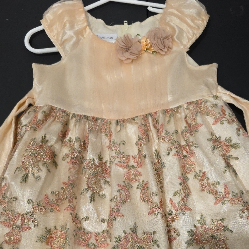 Bonnie Jean Cream and Tan Floral Dress